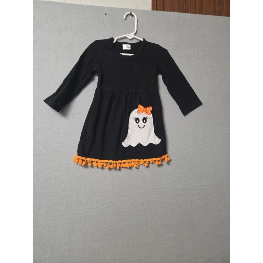AnnLoren Girls Halloween Ghost Dress Black